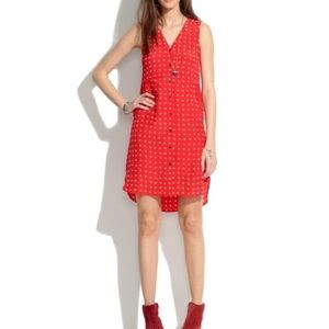 Madewell Red Odette Waterflower Silk Dress